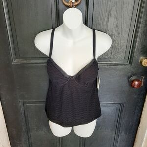 New BELLA FIORE 34B Black Knit Push Up Underwire Tankini Swim Top